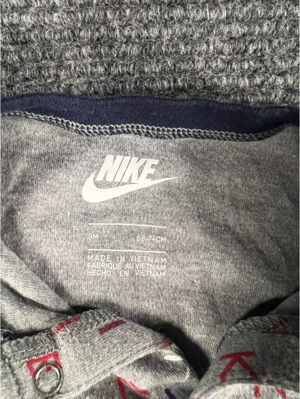 Nike Baby Sleeper Footed Pajamas 9 Months Grey with Multicolor Logo Print